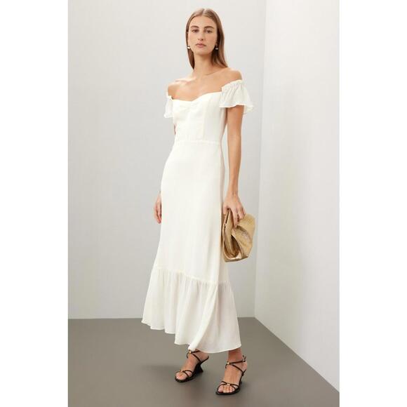Reformation Dresses & Skirts - Reformation White Butterfly Dress Size 12 with Stains